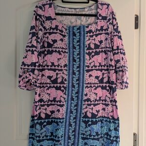 Lilly Pulitzer Pink and Blue Animal Print Dress